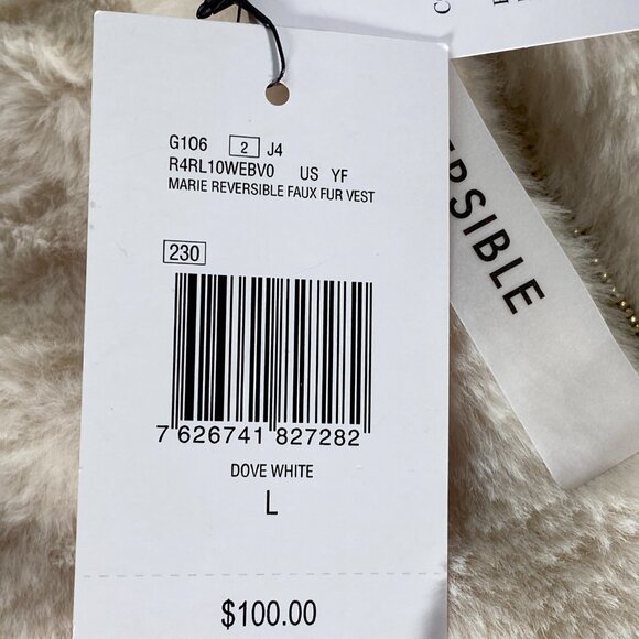 Guess Marie Faux Fur Reversible Vest Women's Large Dove White Casual NWT - Picture 8 of 12